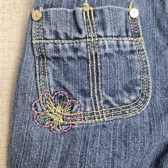Y2K Genuine Kids OshKosh Hibiscus Embroidered Overalls 2T - Picture 6 of 7